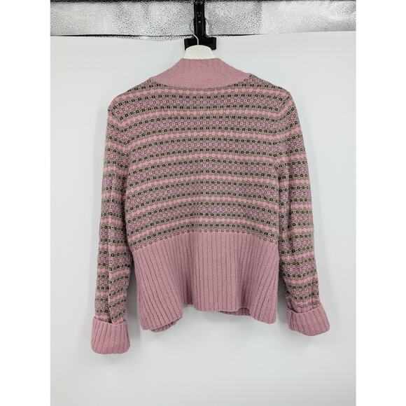 Sigrid Olsen Cardigan Sweater Medium Petite Wool Rabbit Hair Pink Preppy - Picture 7 of 7